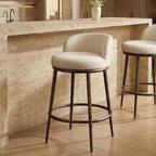 Set di 2 sgabelli da bar altezza bancone, sgabelli moderni imbottiti con gambe in ferro bronzo martellato, sedie Boucle per isola per sala da pranzo e bar