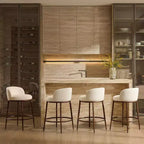 Set di 2 sgabelli da bar altezza bancone, sgabelli moderni imbottiti con gambe in ferro bronzo martellato, sedie Boucle per isola per sala da pranzo e bar