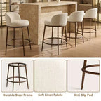 Set di 2 sgabelli da bar altezza bancone, sgabelli moderni imbottiti con gambe in ferro bronzo martellato, sedie Boucle per isola per sala da pranzo e bar