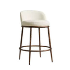 Set di 2 sgabelli da bar altezza bancone, sgabelli moderni imbottiti con gambe in ferro bronzo martellato, sedie Boucle per isola per sala da pranzo e bar