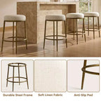 Set di 2 sgabelli da bar altezza bancone, sgabelli moderni imbottiti con gambe in ferro bronzo martellato, sedie Boucle per isola per sala da pranzo e bar