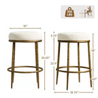 Set di 2 sgabelli da bar altezza bancone, sgabelli moderni imbottiti con gambe in ferro bronzo martellato, sedie Boucle per isola per sala da pranzo e bar
