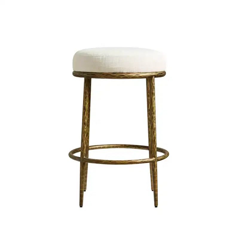 Set di 2 sgabelli da bar altezza bancone, sgabelli moderni imbottiti con gambe in ferro bronzo martellato, sedie Boucle per isola per sala da pranzo e bar