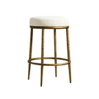 Set di 2 sgabelli da bar altezza bancone, sgabelli moderni imbottiti con gambe in ferro bronzo martellato, sedie Boucle per isola per sala da pranzo e bar