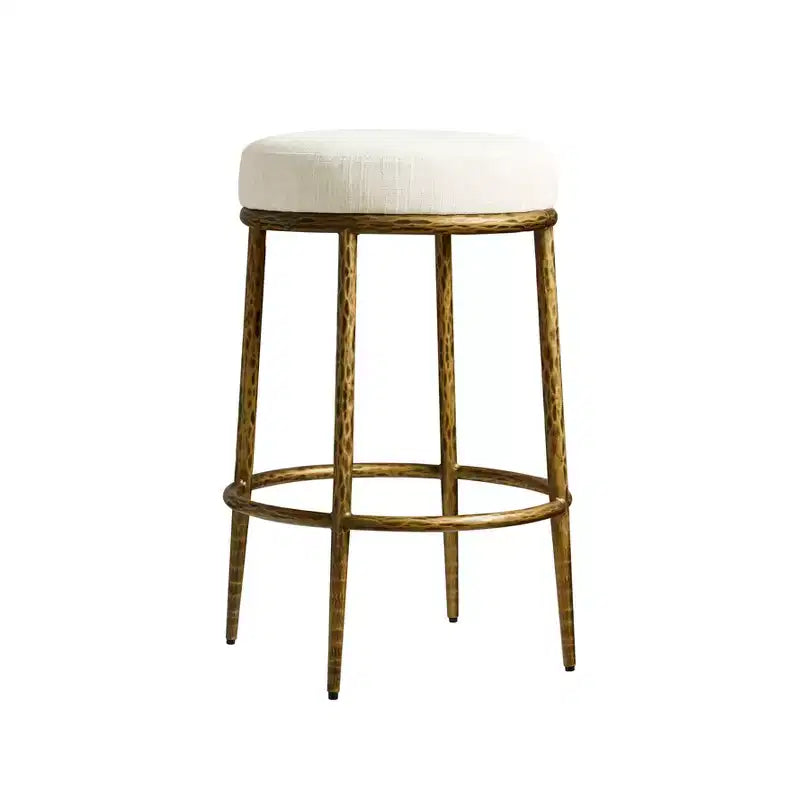 Set di 2 sgabelli da bar altezza bancone, sgabelli moderni imbottiti con gambe in ferro bronzo martellato, sedie Boucle per isola per sala da pranzo e bar