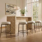 Set di 2 sgabelli da bar altezza bancone, sgabelli moderni imbottiti con gambe in ferro bronzo martellato, sedie Boucle per isola per sala da pranzo e bar