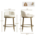 Set di 2 sgabelli da bar altezza bancone, sgabelli moderni imbottiti con gambe in ferro bronzo martellato, sedie Boucle per isola per sala da pranzo e bar
