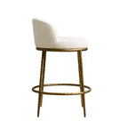 Set di 2 sgabelli da bar altezza bancone, sgabelli moderni imbottiti con gambe in ferro bronzo martellato, sedie Boucle per isola per sala da pranzo e bar