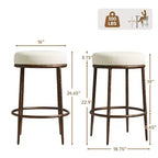 Set di 2 sgabelli da bar altezza bancone, sgabelli moderni imbottiti con gambe in ferro bronzo martellato, sedie Boucle per isola per sala da pranzo e bar