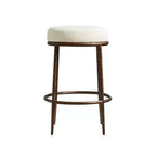 Set di 2 sgabelli da bar altezza bancone, sgabelli moderni imbottiti con gambe in ferro bronzo martellato, sedie Boucle per isola per sala da pranzo e bar