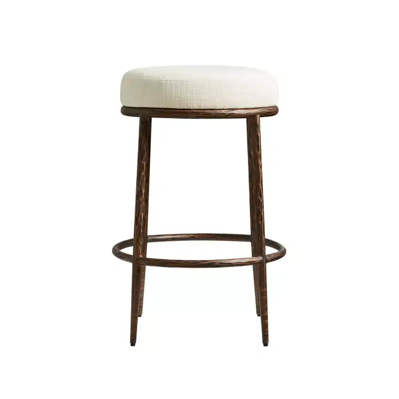 Set di 2 sgabelli da bar altezza bancone, sgabelli moderni imbottiti con gambe in ferro bronzo martellato, sedie Boucle per isola per sala da pranzo e bar