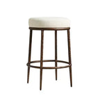 Set di 2 sgabelli da bar altezza bancone, sgabelli moderni imbottiti con gambe in ferro bronzo martellato, sedie Boucle per isola per sala da pranzo e bar