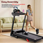 Famistar 3.5HP Folding Treadmill with Smart Apps, LED Display and Bluetooth Speakers, Black