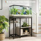 Supporto Garvee per Acquario con Armadietto - Supporto per Acquario da 40-50 Galloni con Prese di Corrente, Struttura Robusta in Metallo e Legno, Ripiani Aperti