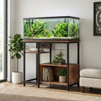 Supporto Garvee per Acquario con Armadietto - Supporto per Acquario da 40-50 Galloni con Prese di Corrente, Struttura Robusta in Metallo e Legno, Ripiani Aperti