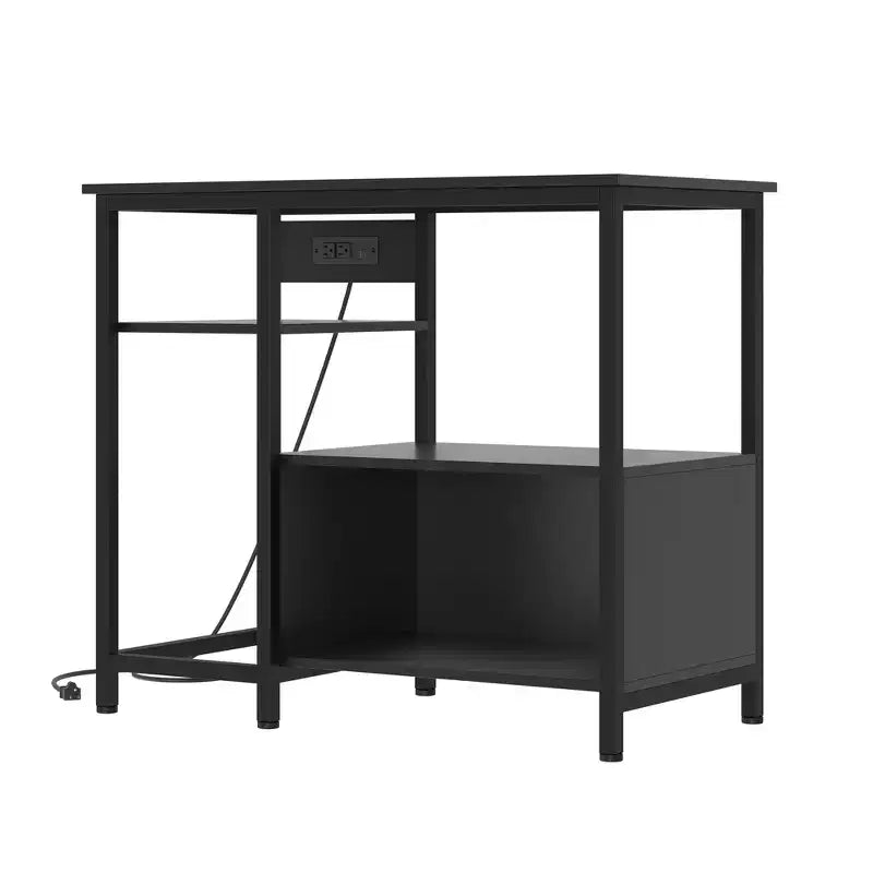 Garvee Fish Tank Stand with Cabinet - 40-50 Gallon Aquarium Stand with Power Outlets, Heavy Duty Metal and Wood Construction, Open Storage Shelves