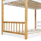 Bellemave Letto a castello per bambini Twin Over Twin con tetto e finestra, letto a castello in legno per bambini con scaletta e sponde, struttura in pino massiccio, naturale