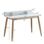 GDFStudio Nadia Mid-Century Modern Wood Writing Desk with Hutch and Open Shelves