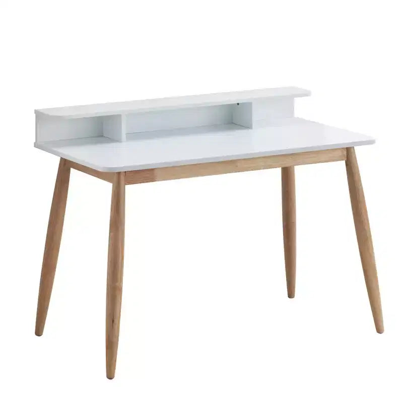 GDFStudio Nadia Mid-Century Modern Wood Writing Desk with Hutch and Open Shelves