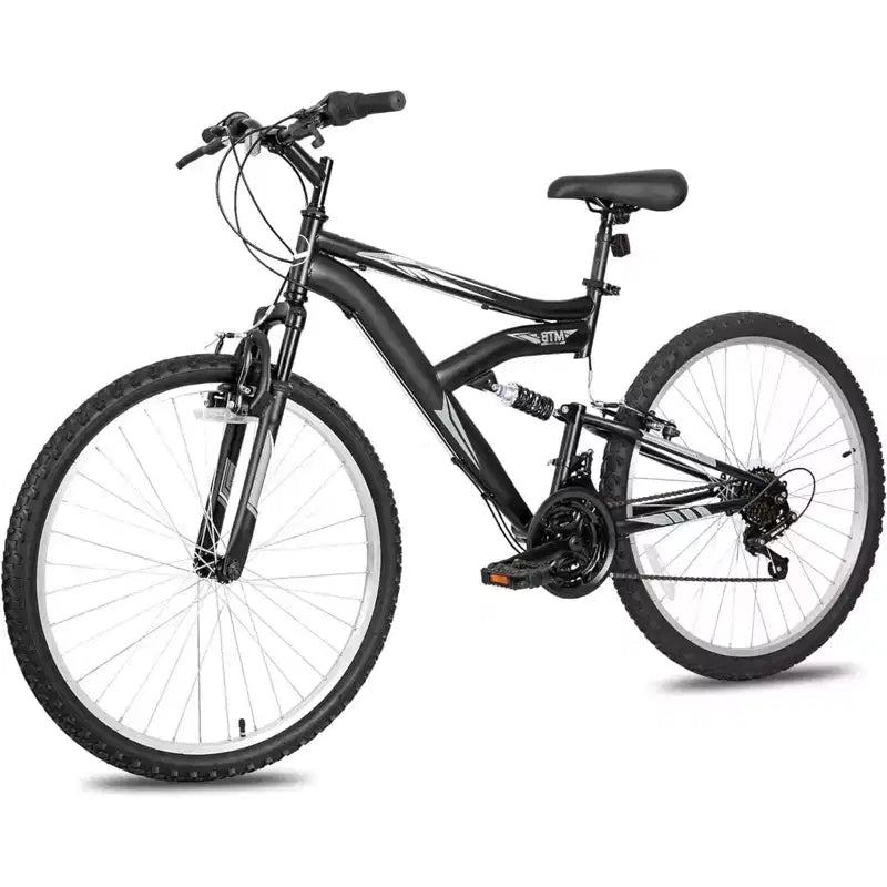 Hykolity 26 inch Mountain Bike, 18-Speed Outdoor Cycling Bike, High Carbon Steel Frame, MTB Bicycle for Men and Women, Dual Full Suspension, Black