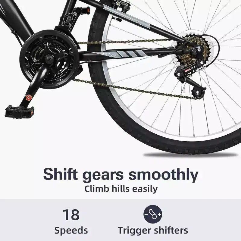 Hykolity Mountain Bike da 26 pollici, Bici da Ciclismo per Esterni a 18 velocità, Telaio in Acciaio ad Alto Tenore di Carbonio, Bici MTB per Uomini e Donne, Doppia Sospensione Completa, Nero