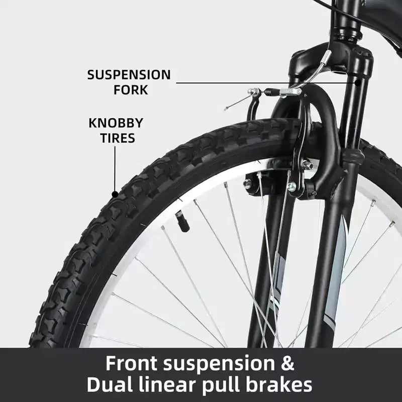 Hykolity Mountain Bike da 26 pollici, Bici da Ciclismo per Esterni a 18 velocità, Telaio in Acciaio ad Alto Tenore di Carbonio, Bici MTB per Uomini e Donne, Doppia Sospensione Completa, Nero