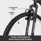 Hykolity Mountain Bike da 26 pollici, Bici da Ciclismo per Esterni a 18 velocità, Telaio in Acciaio ad Alto Tenore di Carbonio, Bici MTB per Uomini e Donne, Doppia Sospensione Completa, Nero
