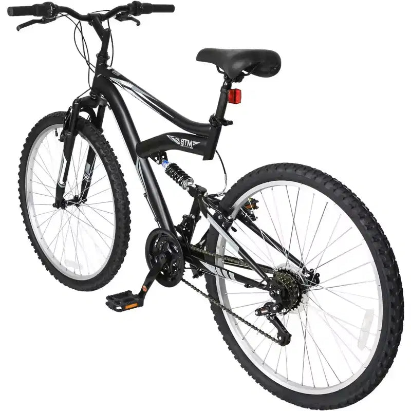Hykolity Mountain Bike da 26 pollici, Bici da Ciclismo per Esterni a 18 velocità, Telaio in Acciaio ad Alto Tenore di Carbonio, Bici MTB per Uomini e Donne, Doppia Sospensione Completa, Nero