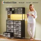 12 Drawer Fabric Dresser, Open Shelves, Metal Frame, for Bedroom, Hallway