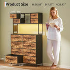 12 Drawer Fabric Dresser, Open Shelves, Metal Frame, for Bedroom, Hallway