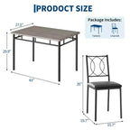 Farmhouse Dining Table Set for 4 - Dining Table with Upholstered Chairs, Wood Kitchen Table Set