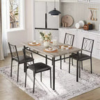 Farmhouse Dining Table Set for 4 - Dining Table with Upholstered Chairs, Wood Kitchen Table Set