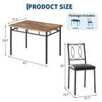 Farmhouse Dining Table Set for 4 - Dining Table with Upholstered Chairs, Wood Kitchen Table Set