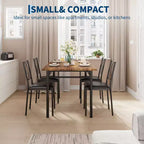 Farmhouse Dining Table Set for 4 - Dining Table with Upholstered Chairs, Wood Kitchen Table Set