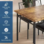 Farmhouse Dining Table Set for 4 - Dining Table with Upholstered Chairs, Wood Kitchen Table Set