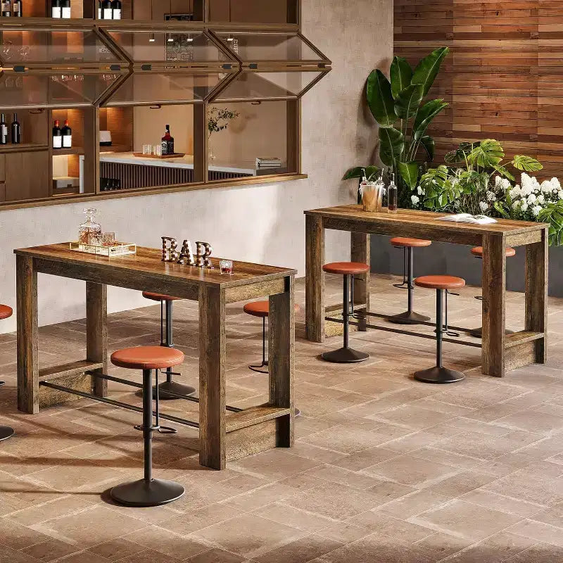 Tavolo da bar alto Lantine da 63'', tavolo da pub ad altezza bancone da 37,4'' con poggiapiedi in metallo, mobile bar lungo per cucina, bistrot o ristorante