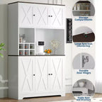 71 Tall Kitchen Pantry Cabinet, Modern Farmhouse Kitchen Storage Cabinet, Wine Rack, Freestanding Coffee Bar Station, for Dining Room, Living Room