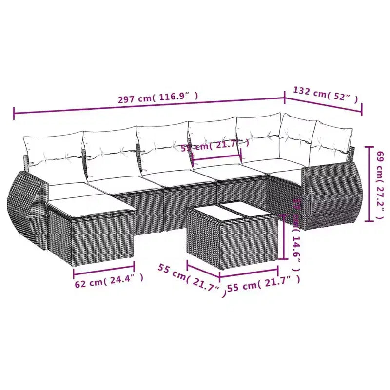 vidaXL Garden Sofa Set Black PE rattan Large Modular Garden Sofa Set