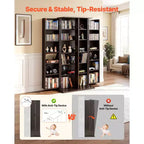 VEVOR Media Storage Cabinet, 6-Tier DVD Shelf Organizer, 24.02 x 14.49 x 50 in Multimedia Storage Organizer for CDs, DVDs, Books, Games, Brown