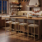 Set di 4 sgabelli da bar ad altezza bancone, sgabelli da bar imbottiti con schienale e seduta ampia, sedie da isola cucina con poggiapiedi per home bar e sala da pranzo