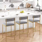 Set di 4 sgabelli da bar ad altezza bancone, sgabelli da bar imbottiti con schienale e seduta ampia, sedie da isola cucina con poggiapiedi per home bar e sala da pranzo