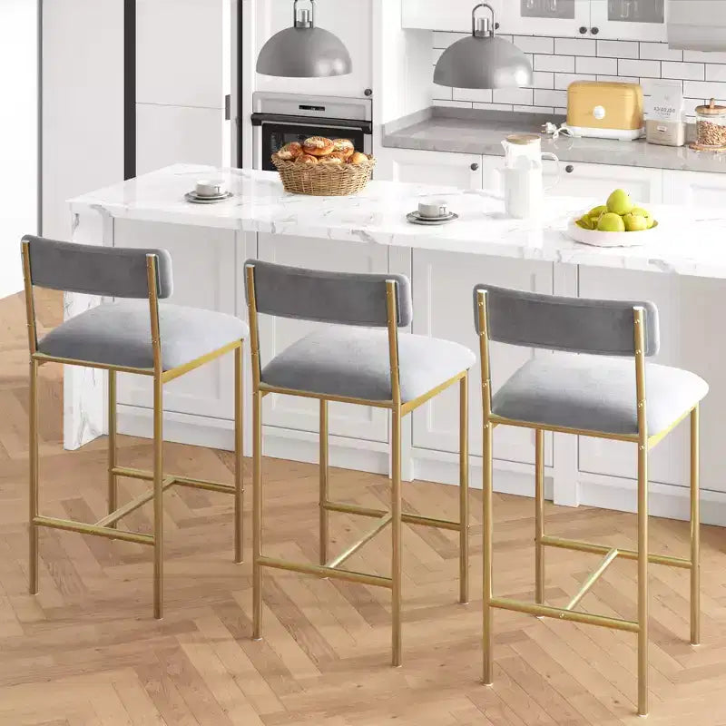 Set di 4 sgabelli da bar ad altezza bancone, sgabelli da bar imbottiti con schienale e seduta ampia, sedie da isola cucina con poggiapiedi per home bar e sala da pranzo