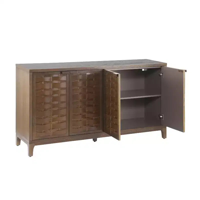 Christopher Knight Home Gree Madia a 4 Ante in Tessuto 3D, 59'' Stile Mid-Century Modern