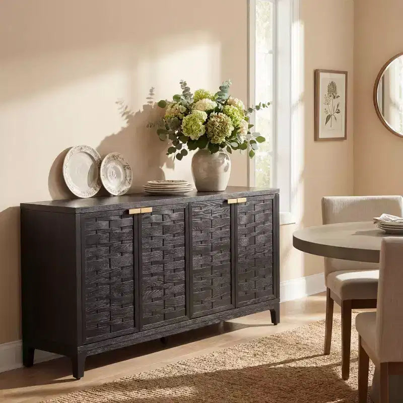 Christopher Knight Home Gree Madia a 4 Ante in Tessuto 3D, 59'' Stile Mid-Century Modern