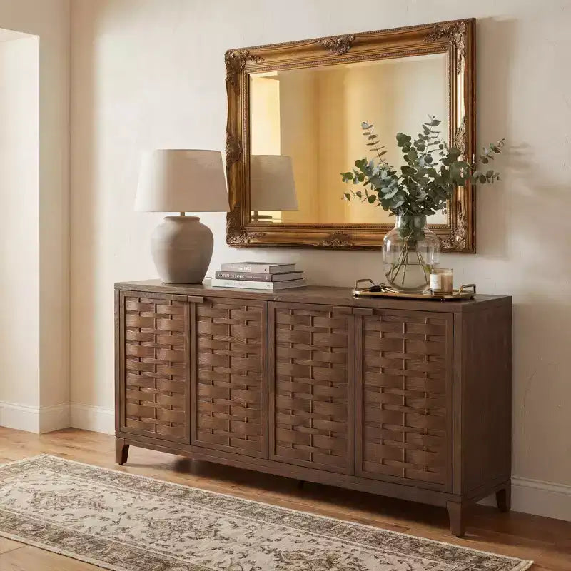 Christopher Knight Home Gree 59'' Mid-Century Modern 3D Woven 4-Door Sideboard Cabinet
