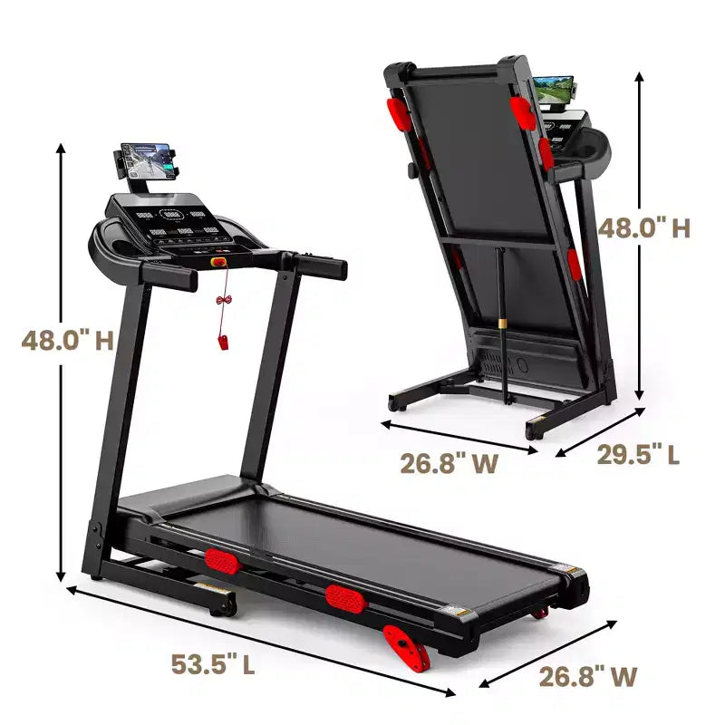 3.75HP Foldable Treadmill Incline 10MPH Max Speed,320lb Capacity Portable Treadmill for Home Walking Jogging,105 Program,Smart APP,Exercise Treadmill