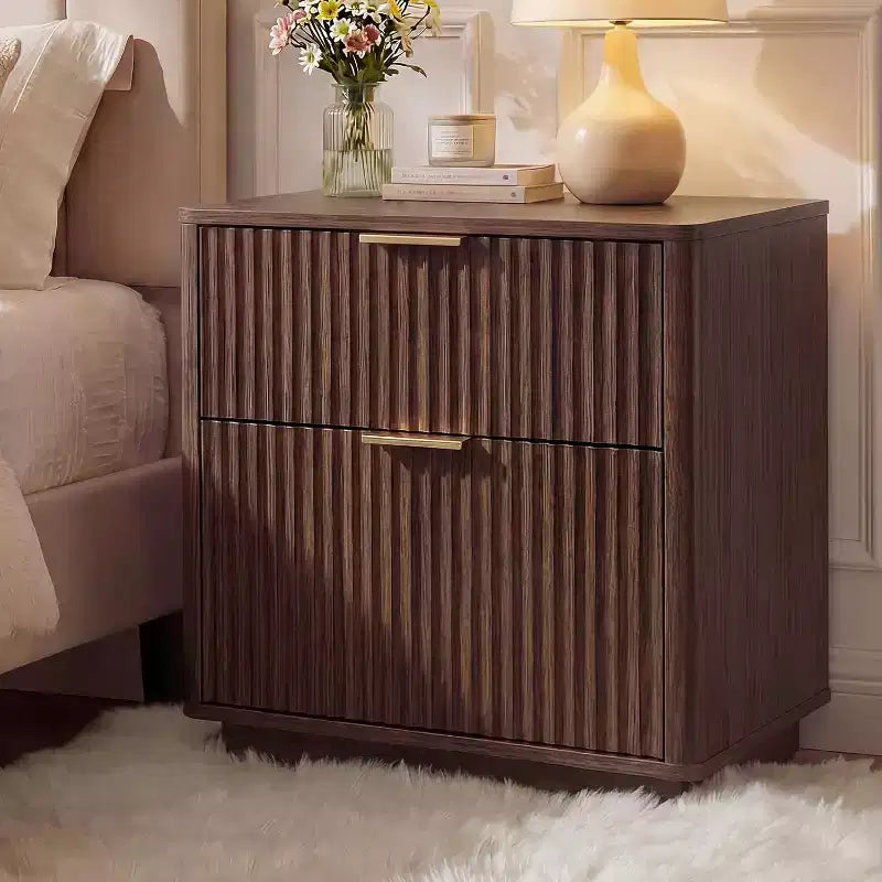 Fluted Nightstand, Mid Century Nightstand, Modern End Table, Curved Profile, for Bedroom, Living Room