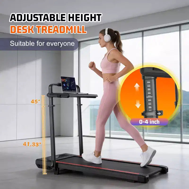 Sailvan 15% Incline Treadmill Folding Under Desk Walking Pad with Adjustable Table, 450lb Capacity for Home Office