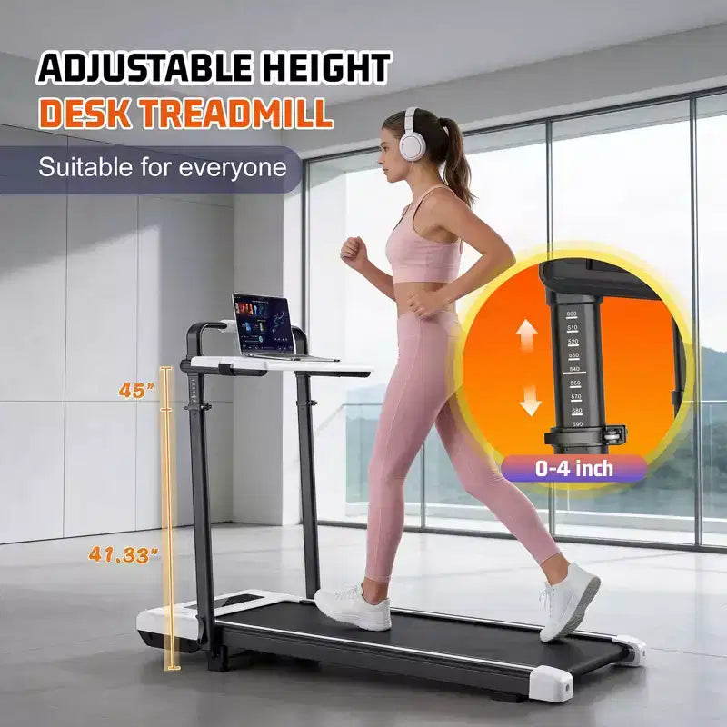 Sailvan 15% Incline Treadmill Folding Under Desk Walking Pad with Adjustable Table, 450lb Capacity for Home Office