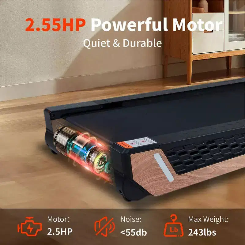 Tapis Roulant Portatile Inclinato 8 Livelli, Walking Pad da Sotto Scrivania con Motore da 2.55HP, Capacità 100 kg, Display LED, Design Salvaspazio per Ufficio Domestico